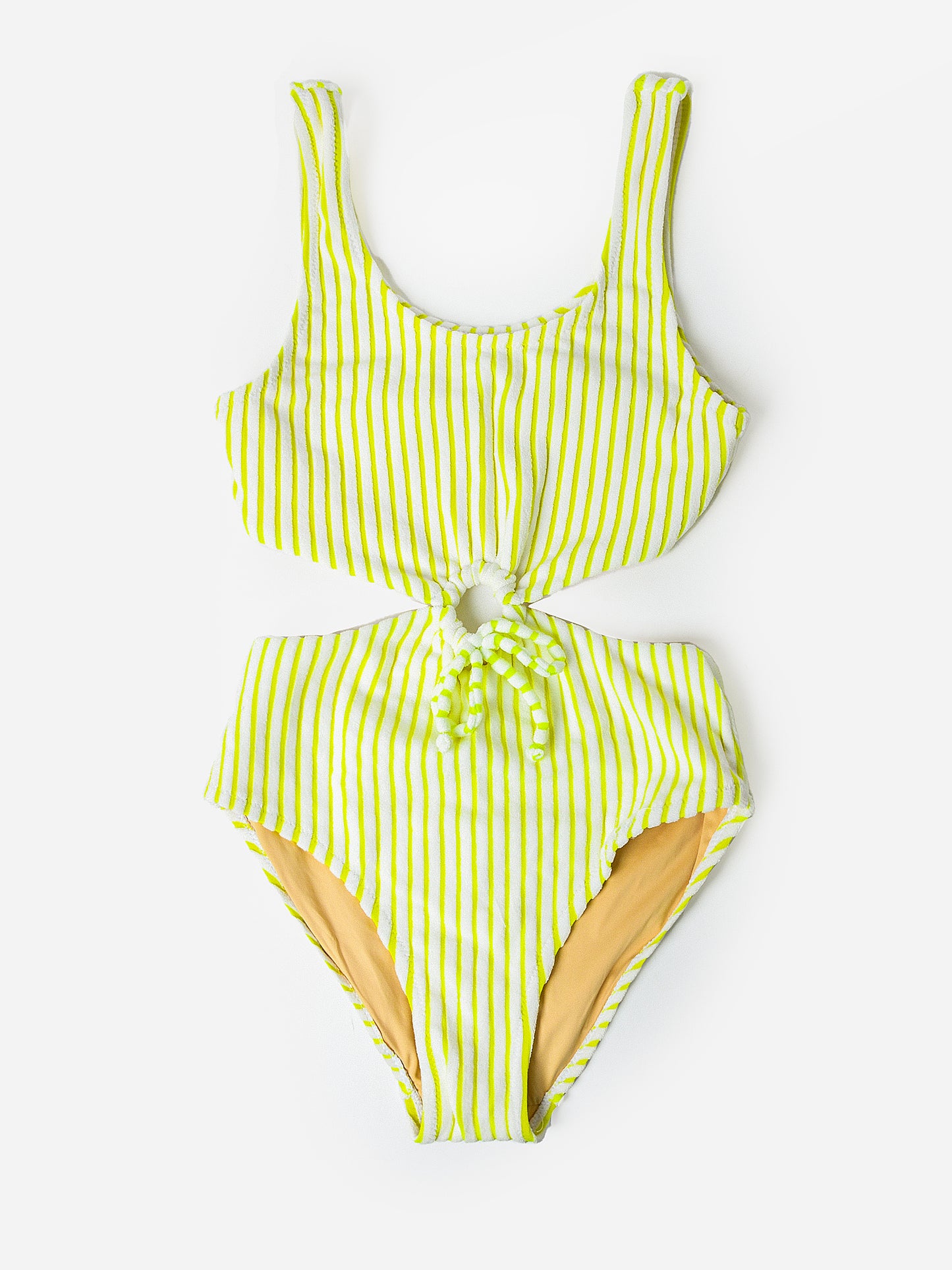 Shade Critters Girls' Terry Lemon Stripe Cinched Monokini One-Piece Swimsuit - Saint Bernard