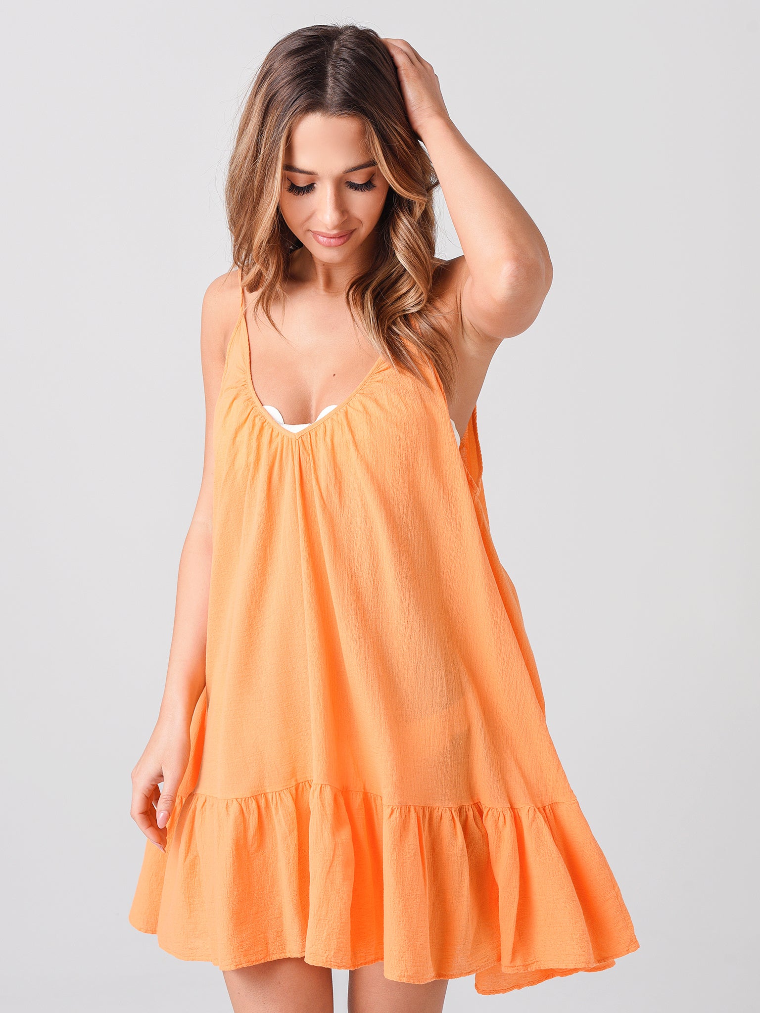 9seed st tropez mini dress St. Tropez Ruffle Mini Dress Guava Shop