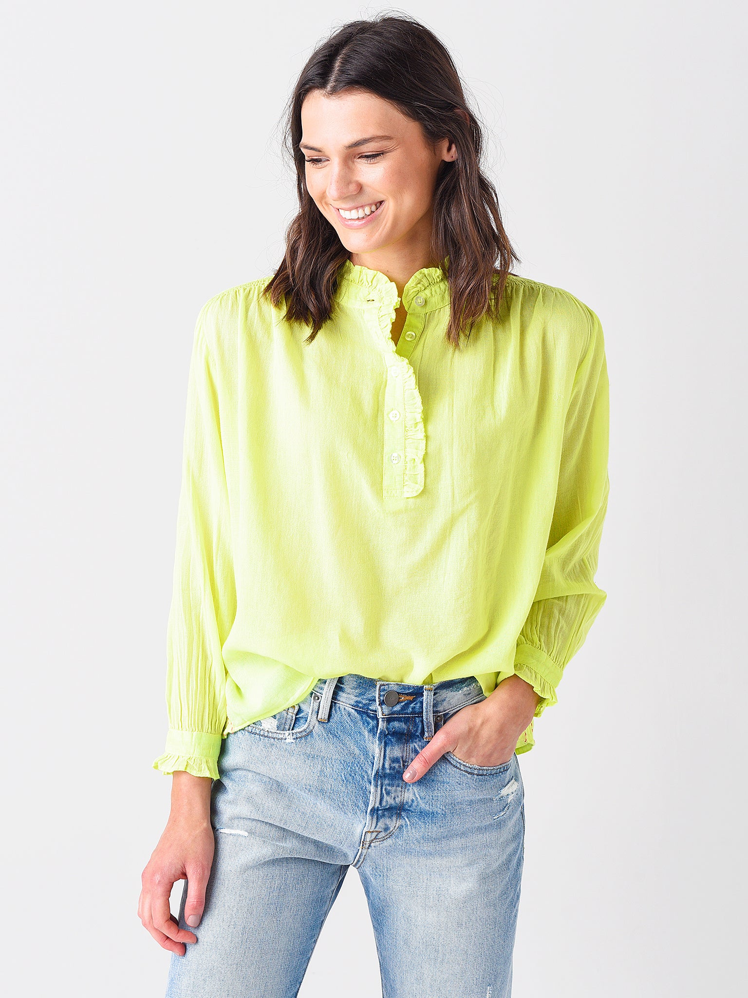 Sundry Women's Ruffle Neck Blouse - Saint Bernard