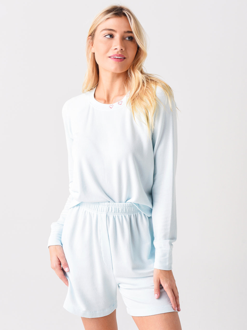 Sundry Women's Heart Embroidery Sweatshirt - Saint Bernard