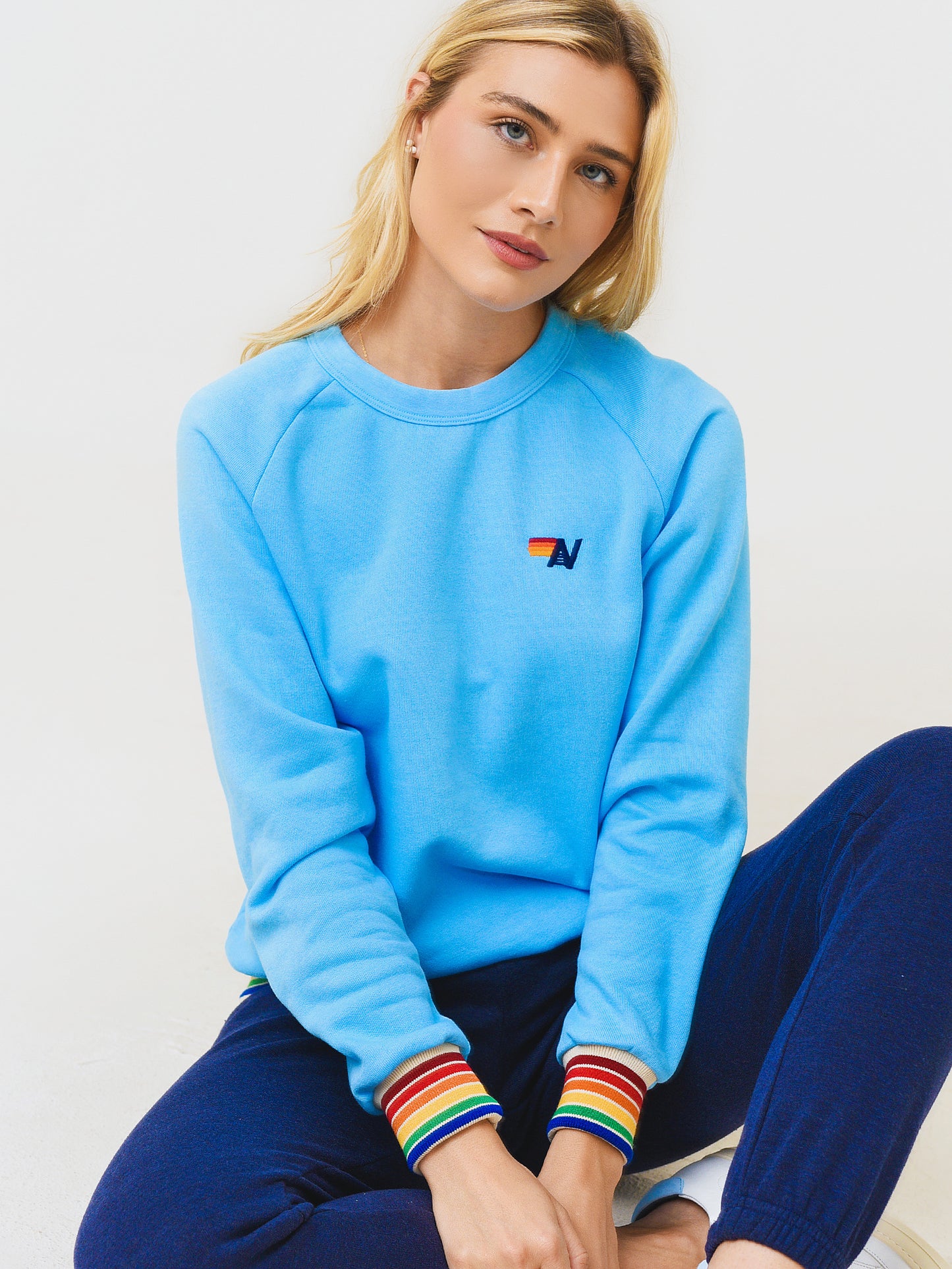 Aviator Nation Women's Rainbow Rib Crew Sweatshirt - Saint Bernard