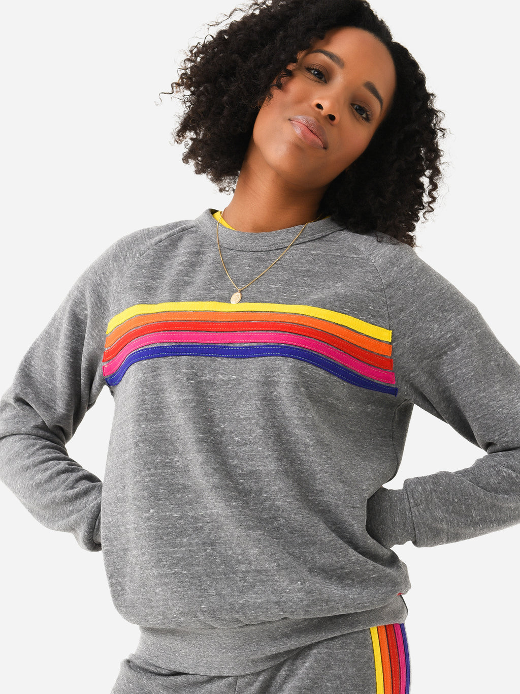 Aviator Nation Women's 5 Stripe Crew Sweatshirt - Saint Bernard