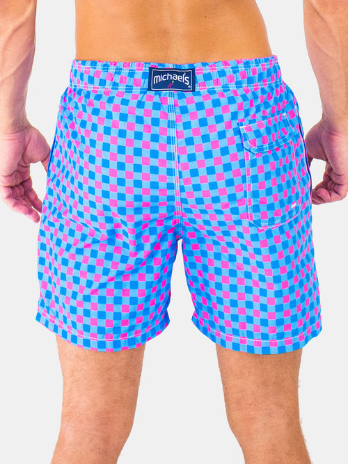 Michael's Swimwear Men's Classic Gingham Swim Trunk