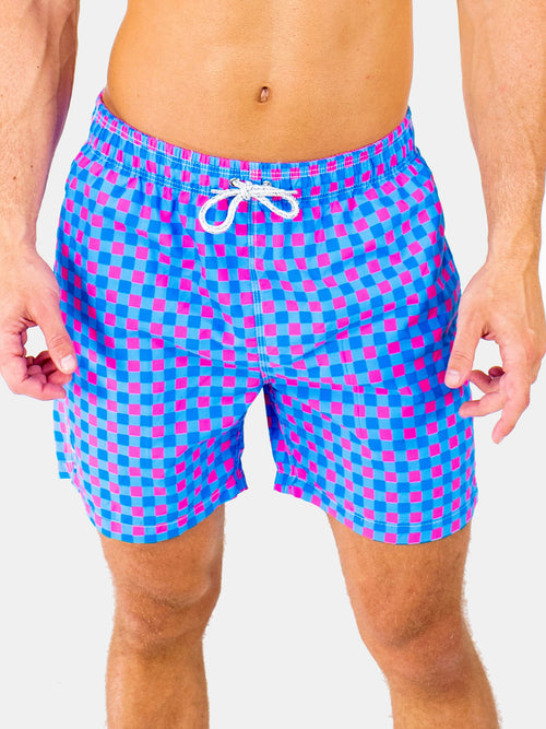 Michael's Swimwear Men's Classic Gingham Swim Trunk