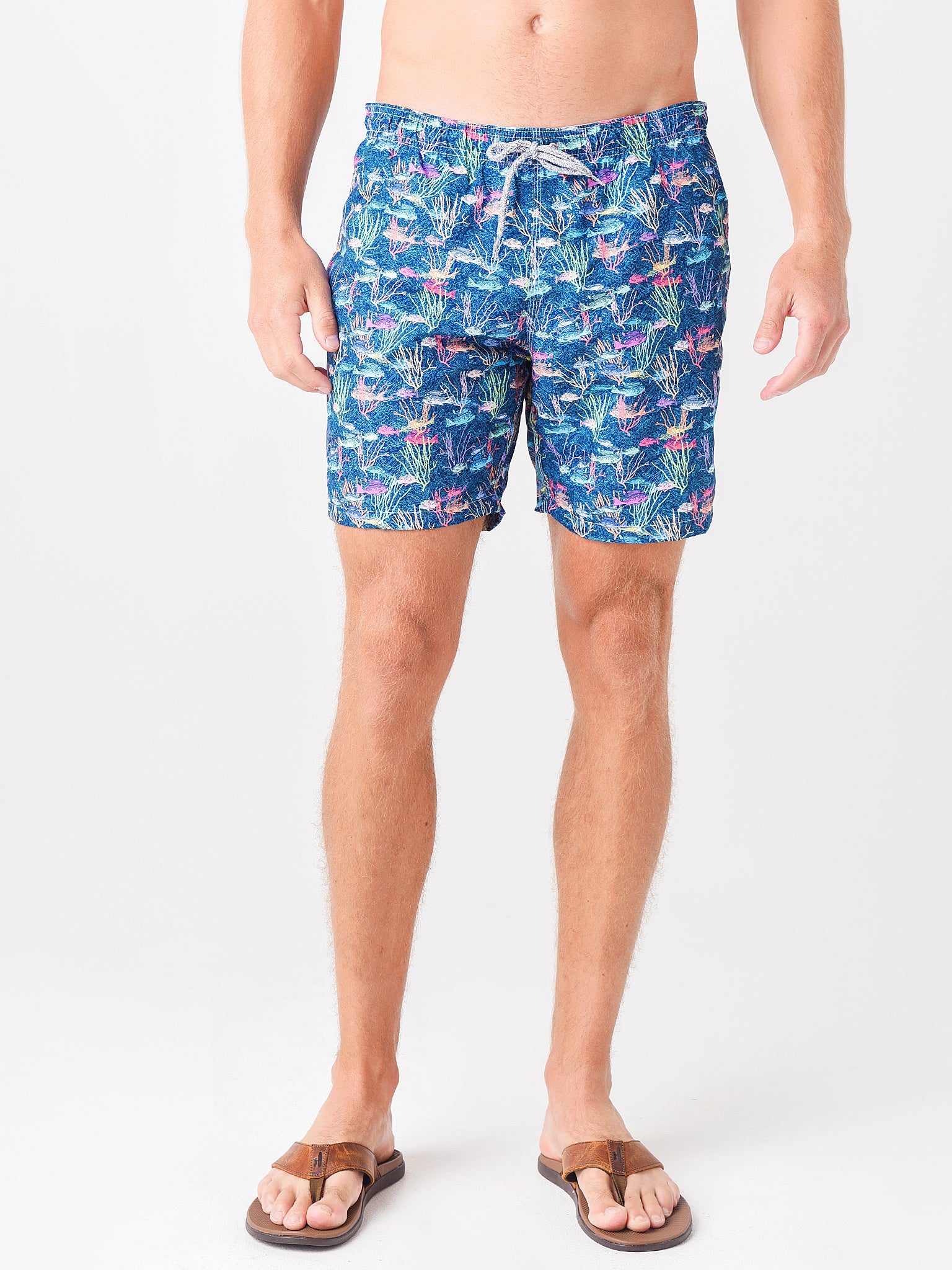 Michaels Swimwear Men's Fish & Coral Print Swim Trunk - Saint Bernard