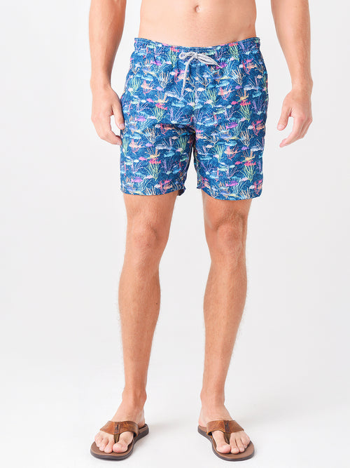 Michaels Swimwear Men's Fish & Coral Print Swim Trunk