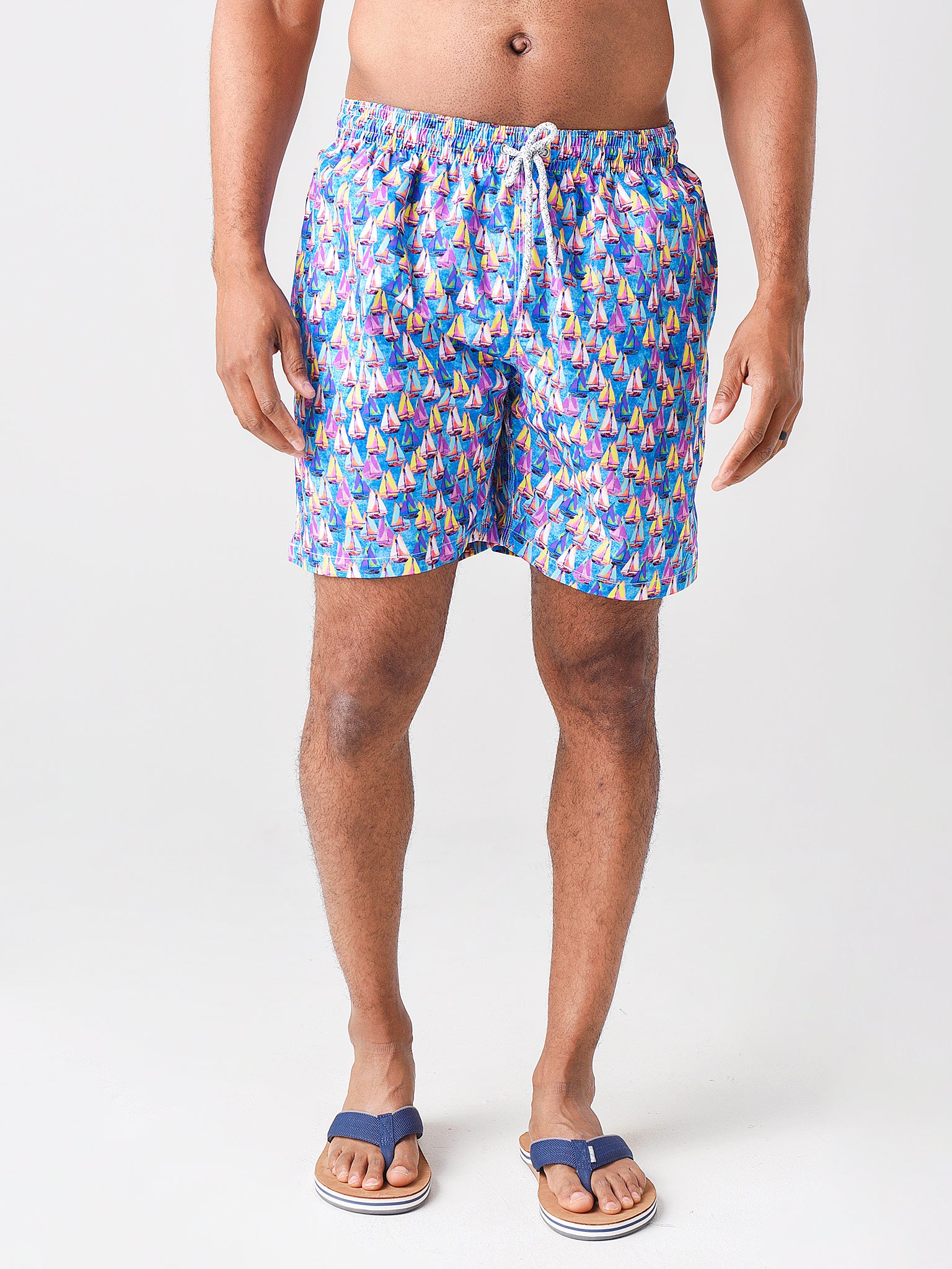 Michael's Swimwear Men's Sailing Away Swim Trunks - Saint Bernard