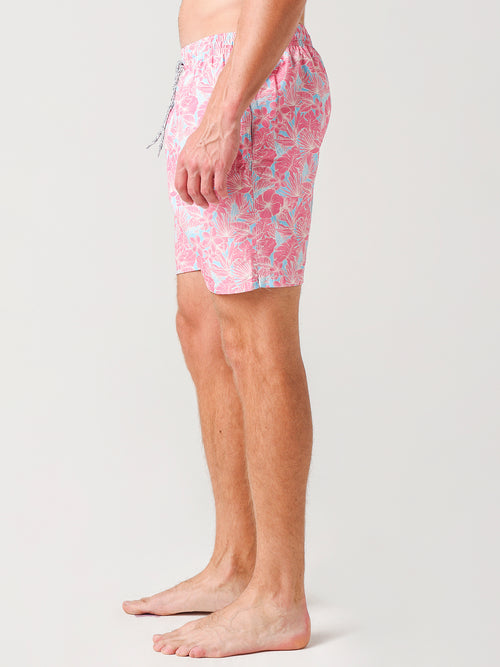 Michaels Swimwear Men's Floral Swim Trunk with Cyclist Liner