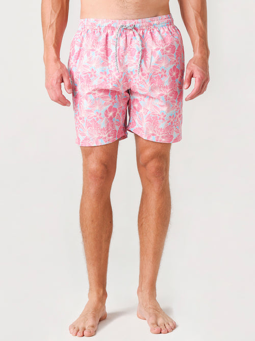 Michaels Swimwear Men's Floral Swim Trunk with Cyclist Liner