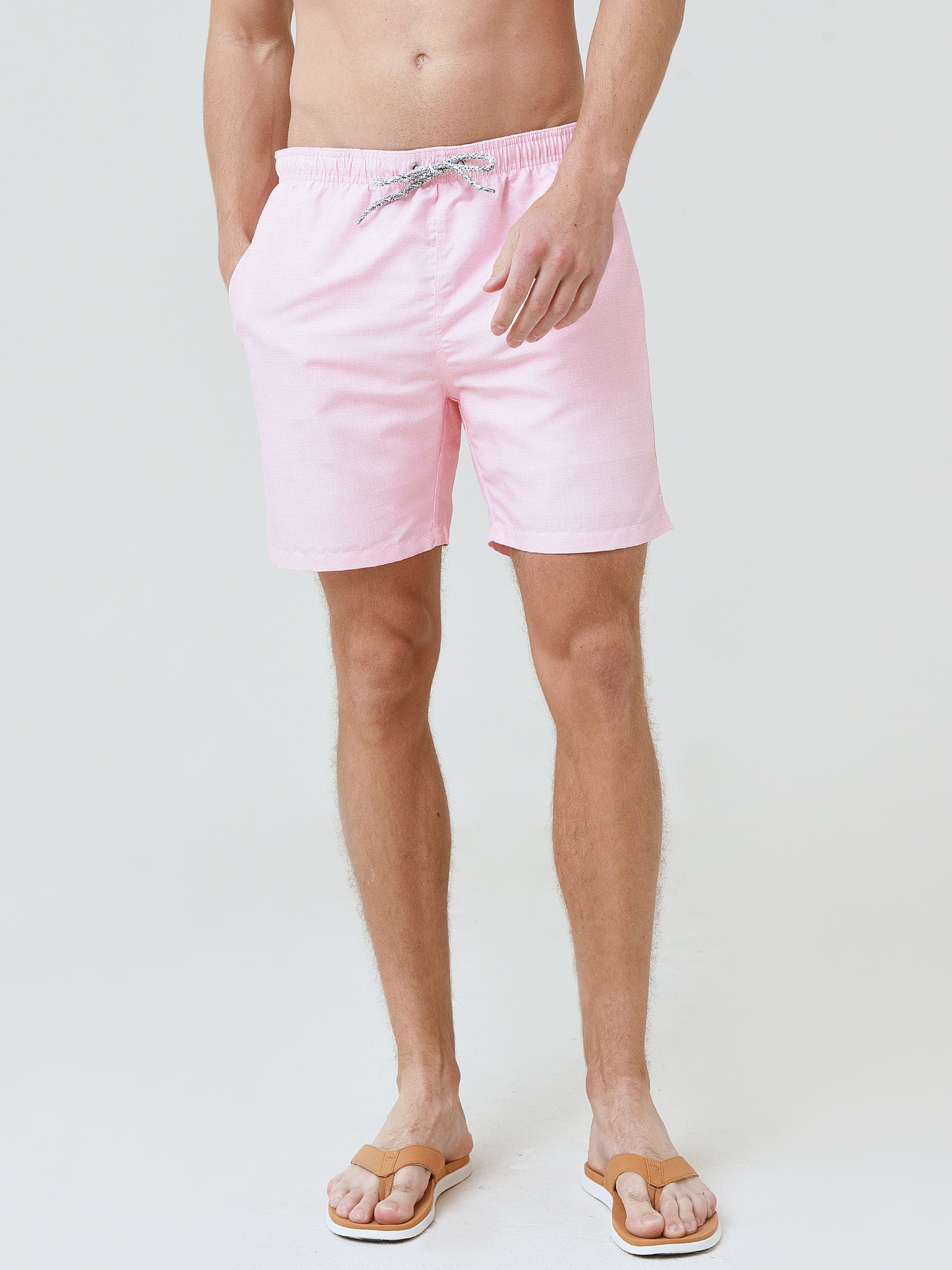 Michael's Swimwear Men's Linen Solid Cyclist Swim Trunk - Saint Bernard