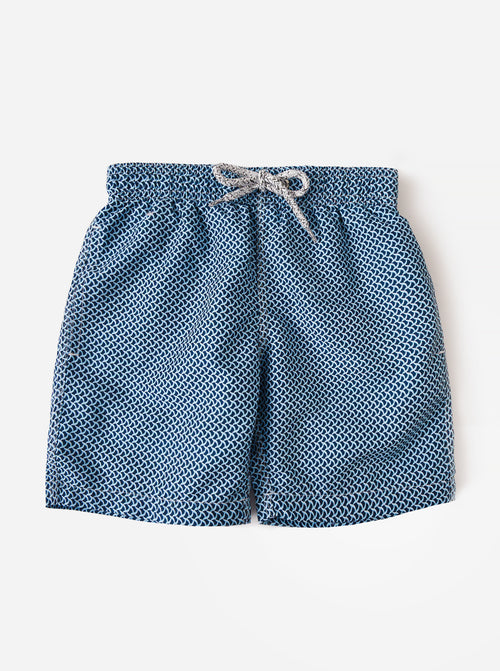 Michael Swimwear Boys' Wave Print Swim Trunk