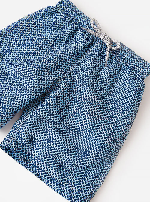 Michael Swimwear Boys' Wave Print Swim Trunk