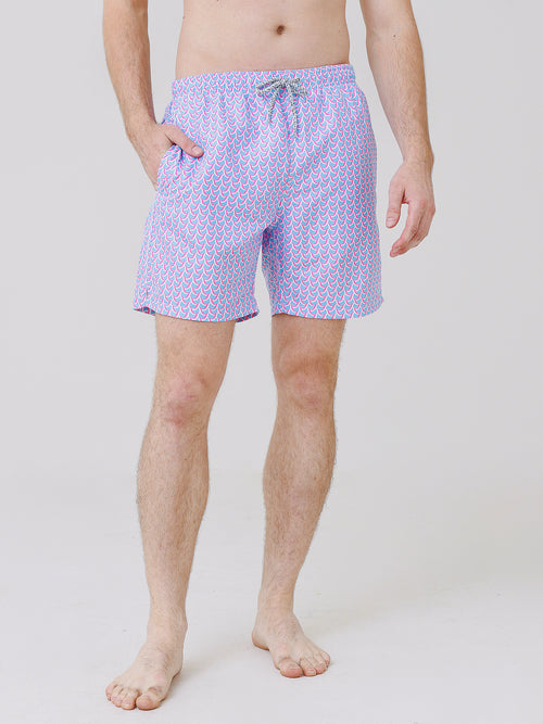 Michael's Swimwear Men's Swirl Print Cyclist Swim Trunk