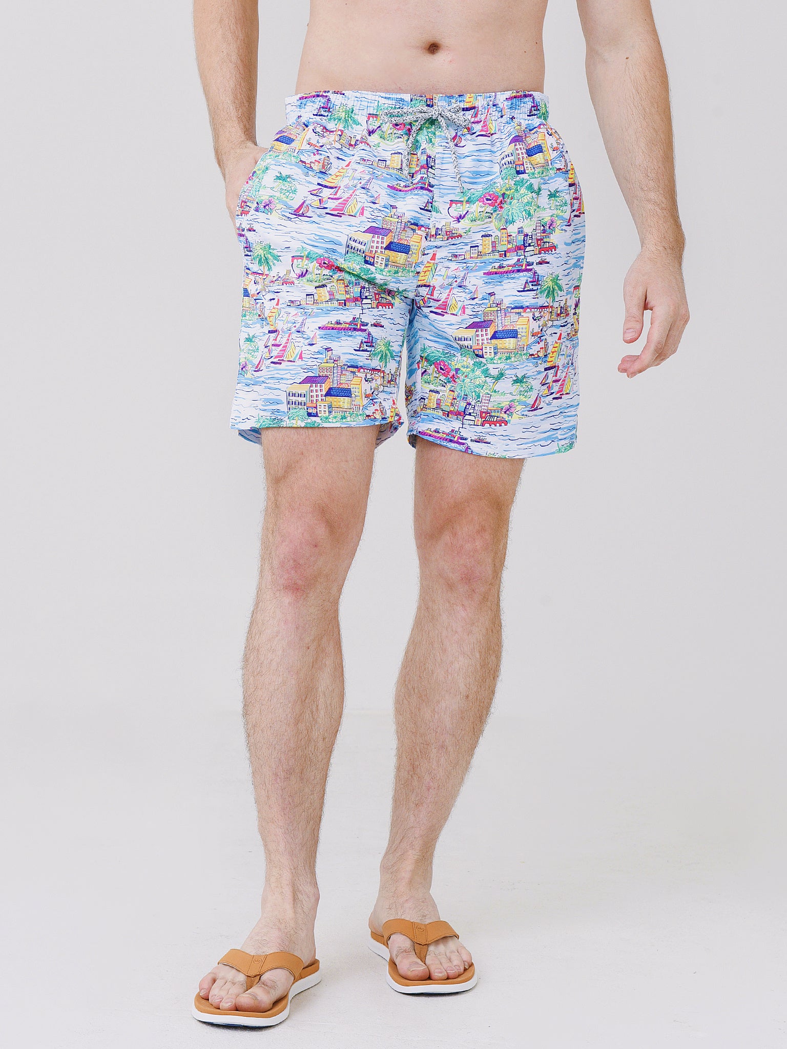 Michael's Swimwear Men's Island Living Cyclist Swim Trunk - Saint Bernard