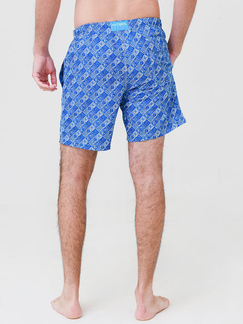 Michaels Swimwear Men's Cyclist Geo Block Swim Trunk