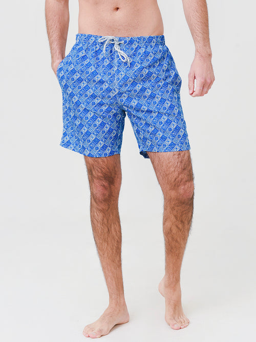 Michaels Swimwear Men's Cyclist Geo Block Swim Trunk