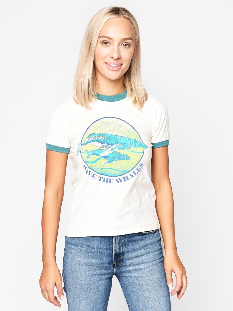 Stoned Immaculate Women’s Save The Whales Tee Teal Rib