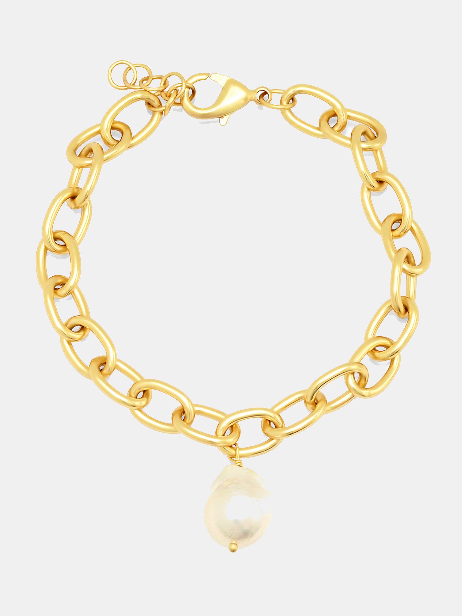 Tai Chunky Gold Link Chain Bracelet with Baroque Pearl - Saint Bernard