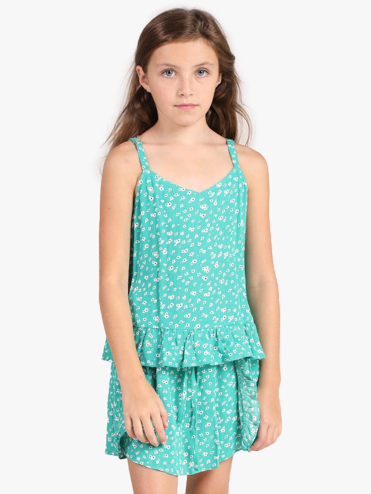 Sadie & Sage Girls’ Floral Cami Ruffle Top - Saint Bernard