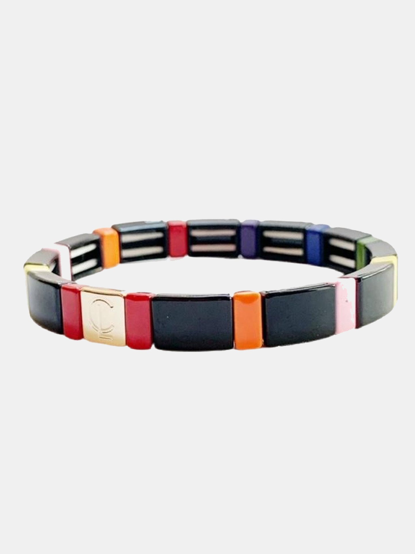 Caryn Lawn Black Rainbow Tile Bracelet