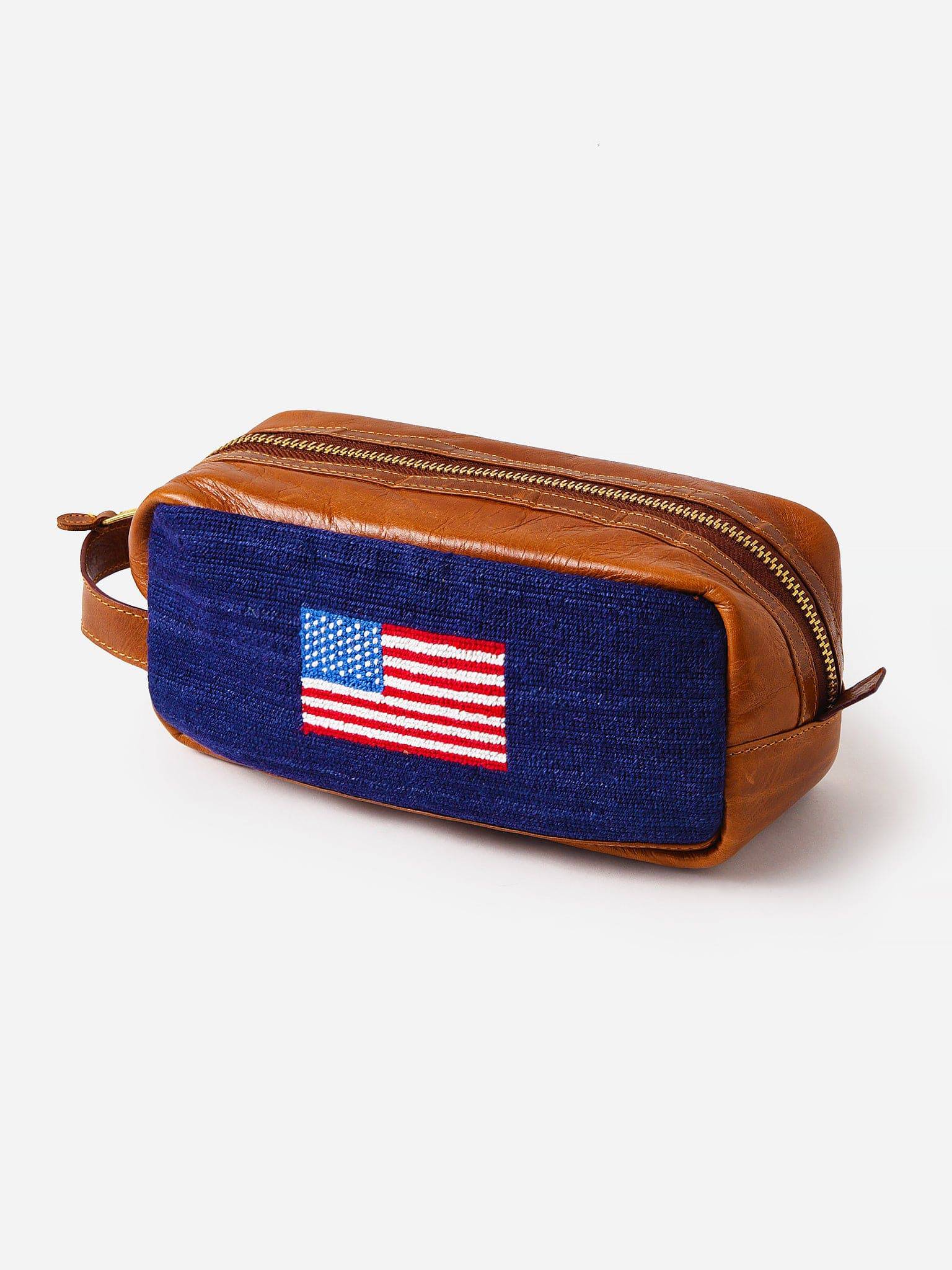 Smathers & Branson American Flag Needlepoint Toiletry Bag - Saint Bernard