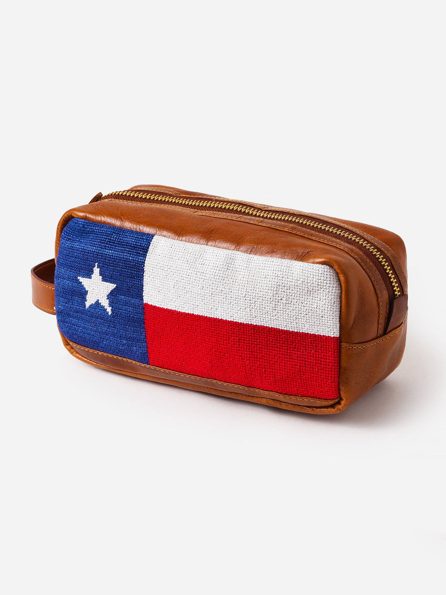 Smathers + Branson Big Texas Flag Needlepoint Toiletry Bag - Saint Bernard