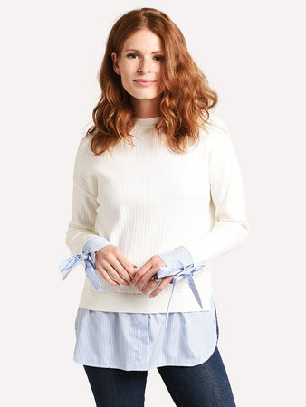 ラフアンドスウェル　フード付きセーター ホワイト/ネイビー ラフアンドスウェル フード付きセーター ホワイト/ネイビー ラフ