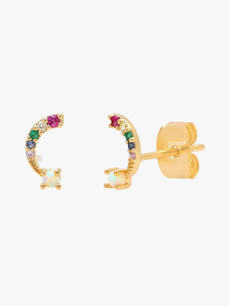 Tai Multi Colored Arch with Opal Stone Stud Earrings - Saint Bernard