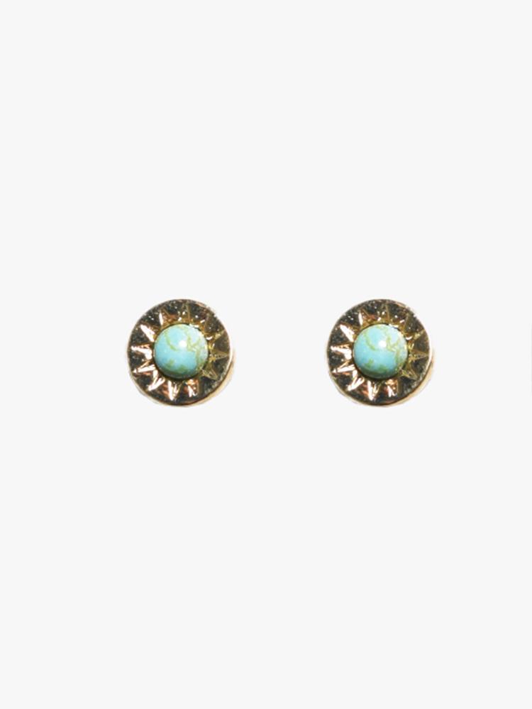 Tai Gold with Turquoise Stone Accent Stud - Saint Bernard
