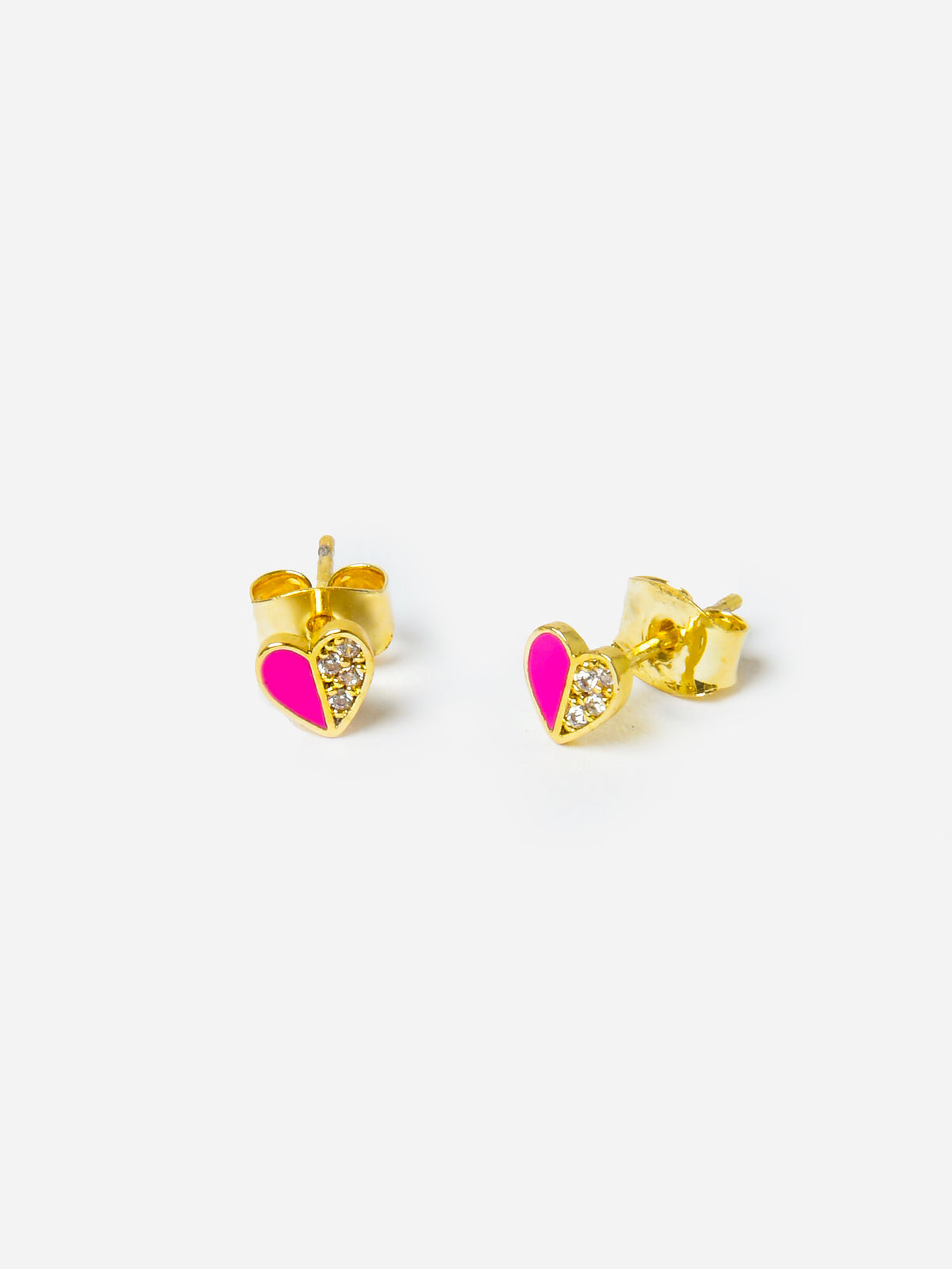 TAI Women's Heart Enamel Pave Accent Stud Earrings - Saint Bernard
