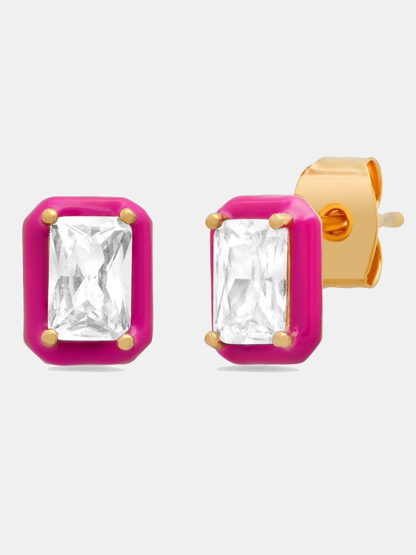 Tai Enamel Bezel Stud Earring - Saint Bernard