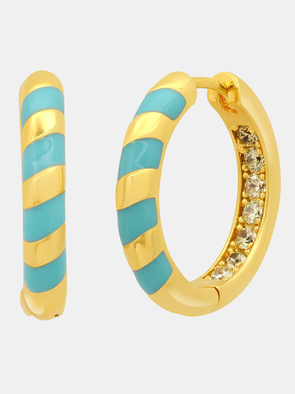 Tai Gold Huggies with Enamel Accent Earring - Saint Bernard