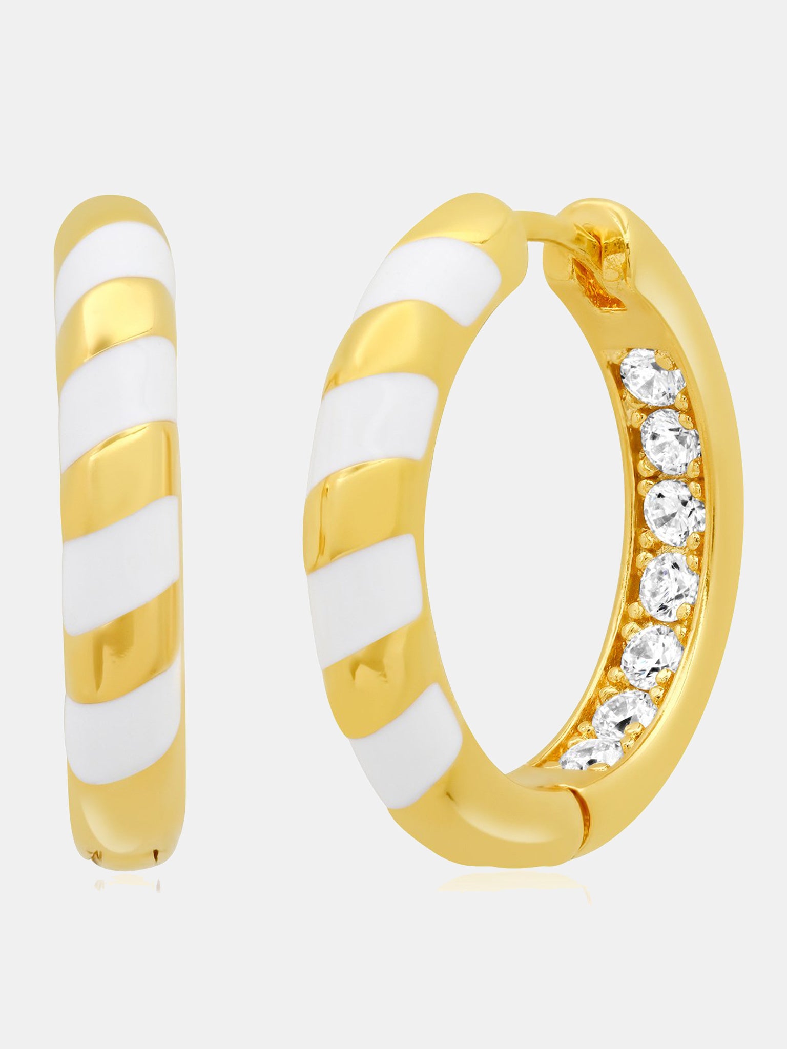 Tai Gold Huggies with Enamel Accent Earring - Saint Bernard