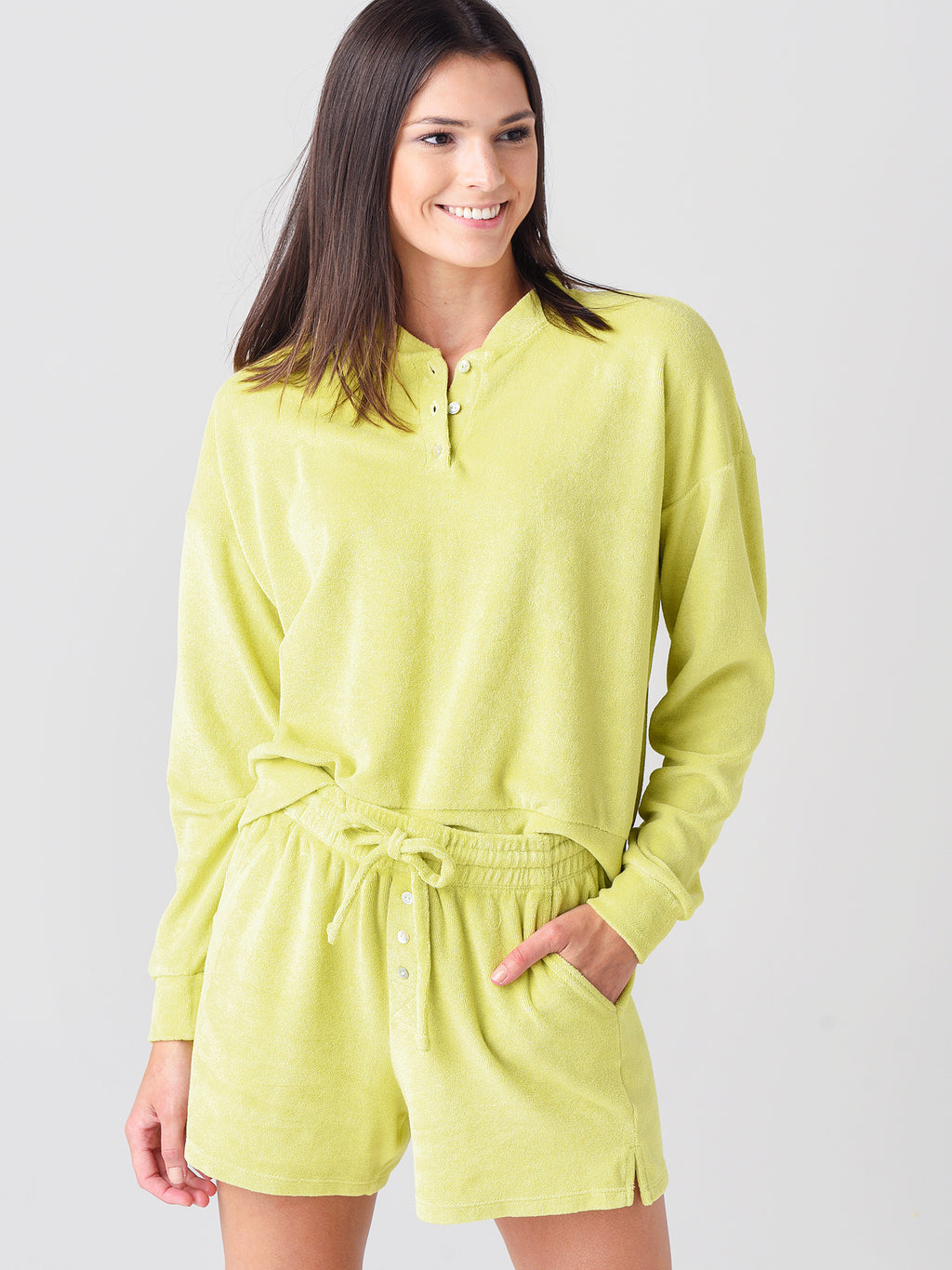 DONNI. Women's Terry Henley Sweatshirt - Saint Bernard