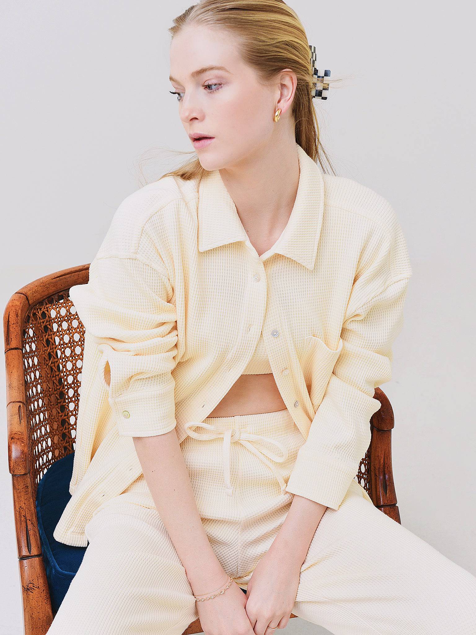 DONNI. Women's Thermal Button Down - Saint Bernard