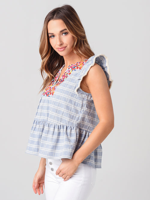 THML Women's Embroidered Peplum Top