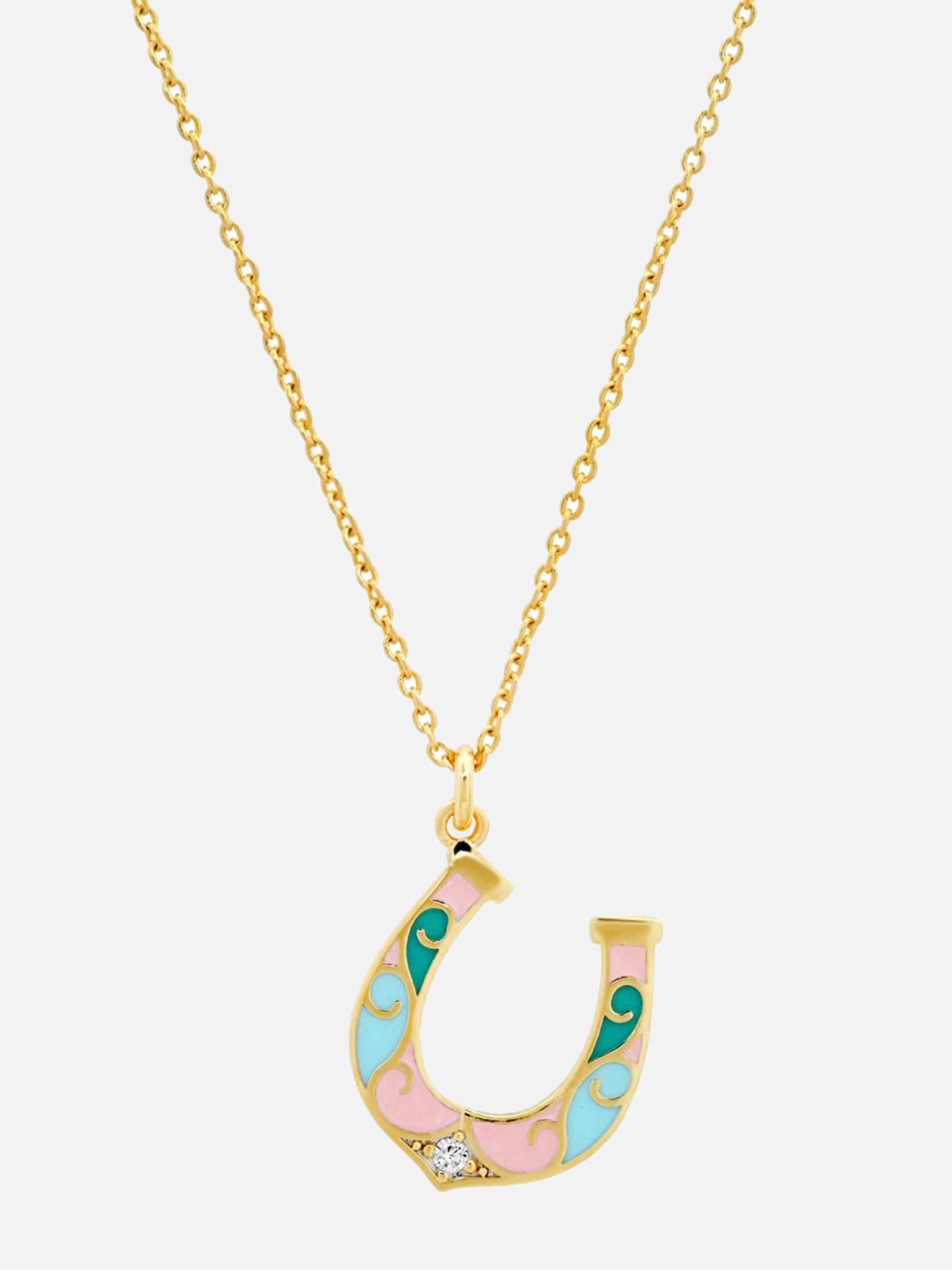 Tai Enamel Horseshoe Necklace - Saint Bernard