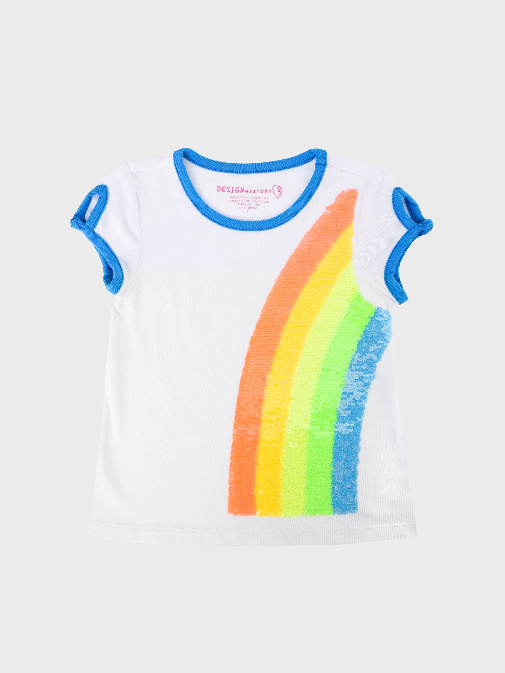 Design History Little Girls' Rainbow Short Sleeve Top - Saint Bernard