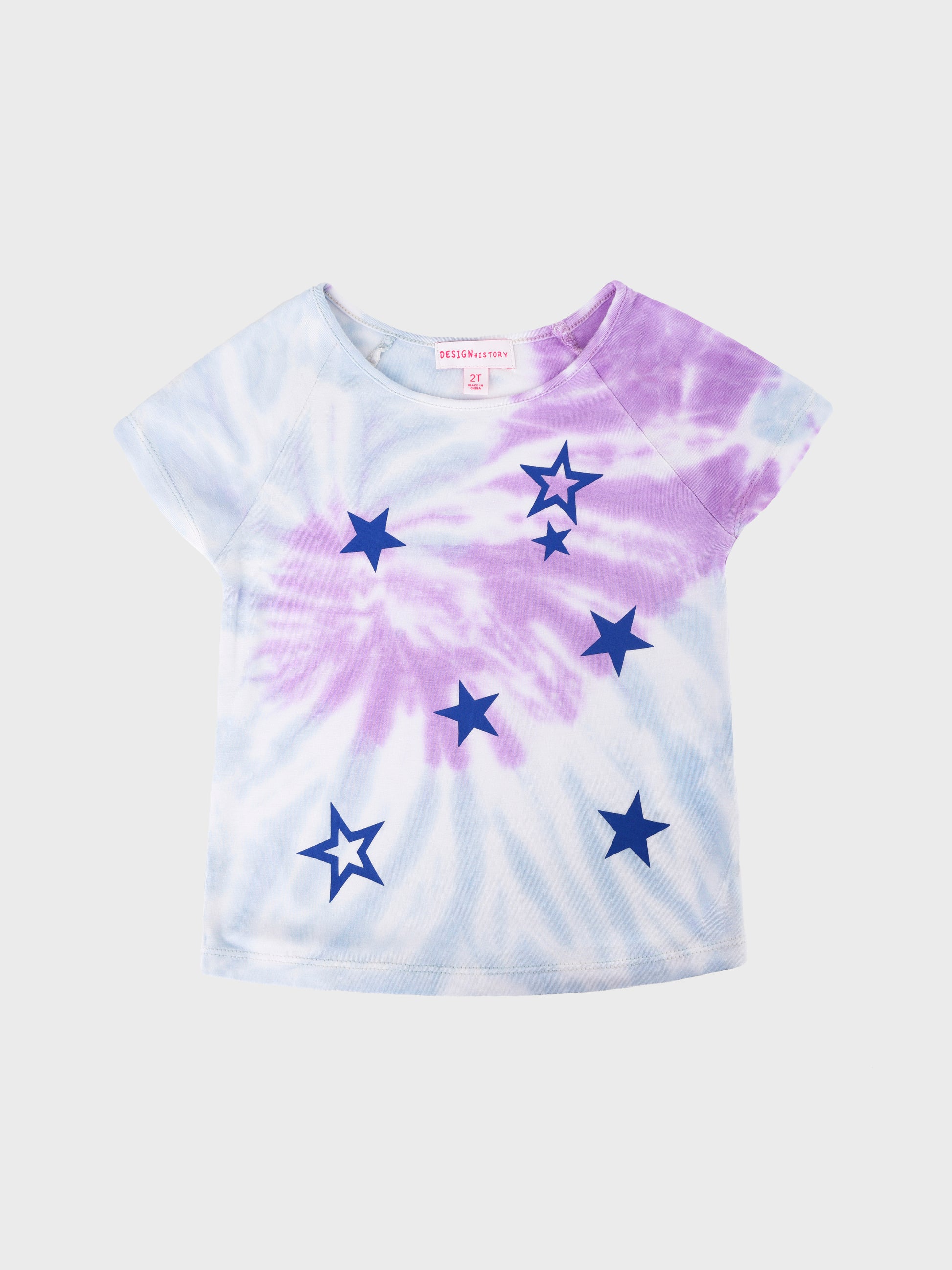 Design History Little Girls' Tie-Dye Short Sleeve Top - Saint Bernard