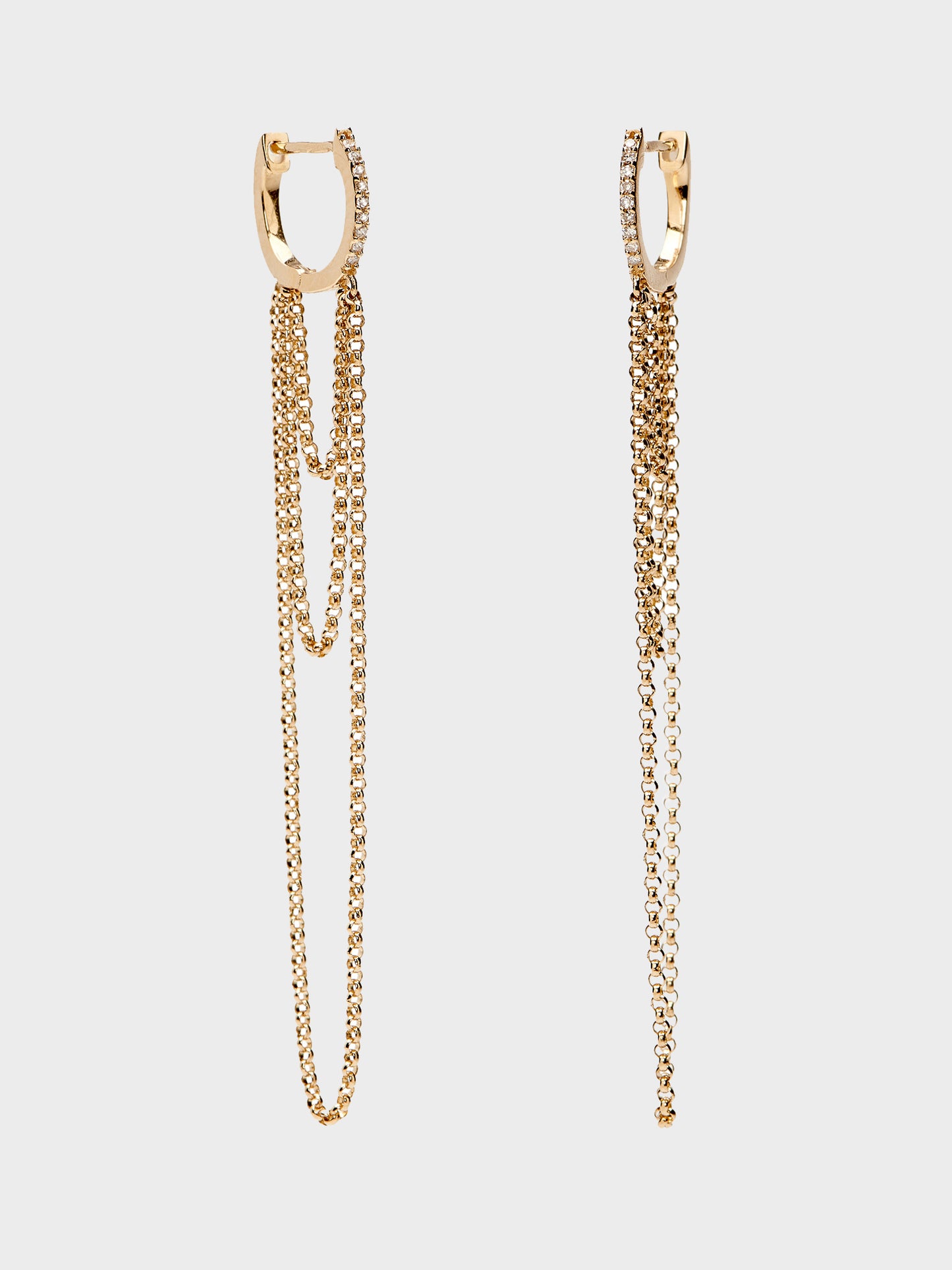 S. Bell Triple Chain Diamond Huggie Earring - Saint Bernard