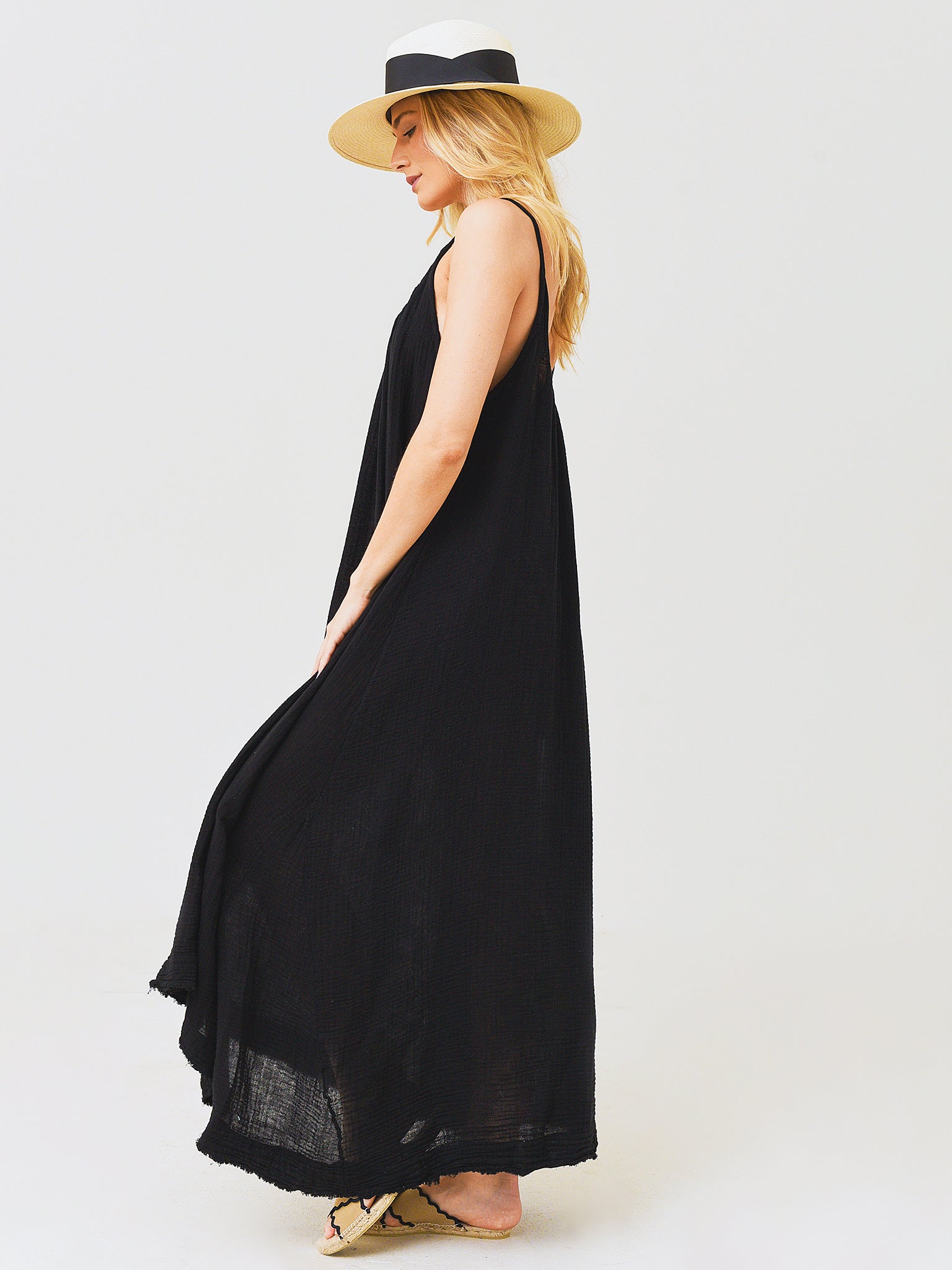 9seed tulum maxi dress Low Back Maxi Dress - TULUM lightweight gauze
