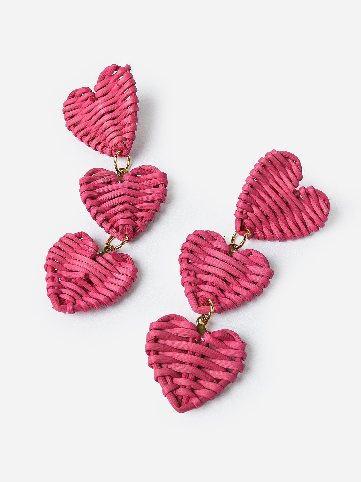 Neely Phelan Women's Triple Rattan Heart Drop Earrings - Saint Bernard