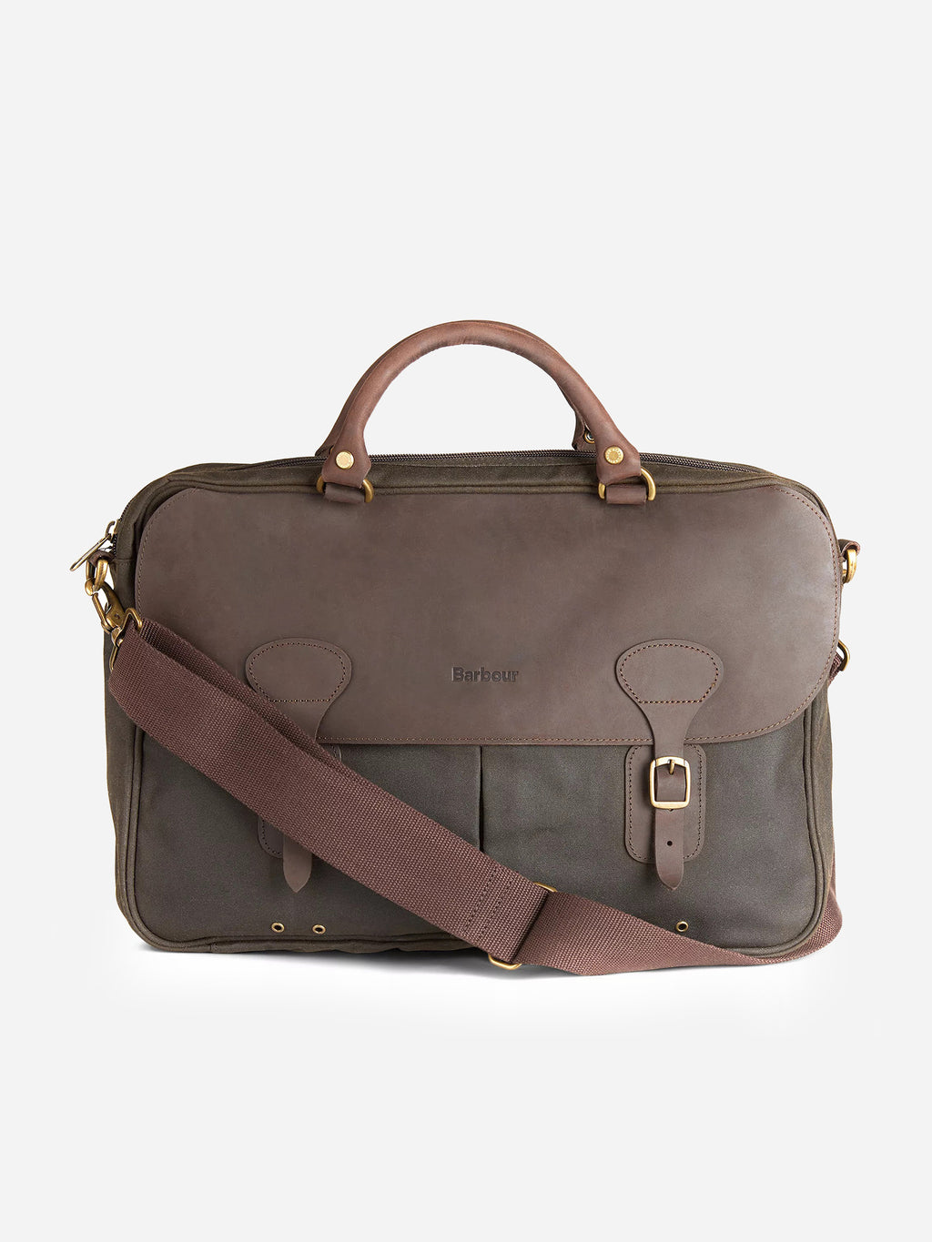 Barbour Waxed Cotton & Leather Briefcase - Saint Bernard