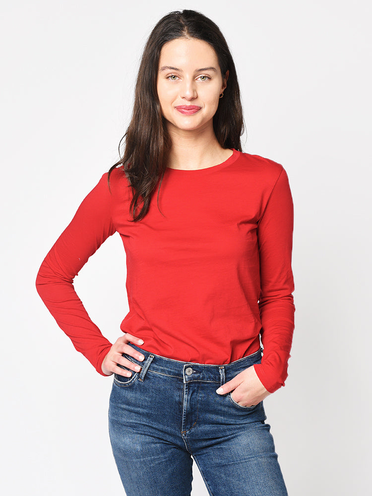 Vince Women's Essential Long Sleeve Crew - Saint Bernard