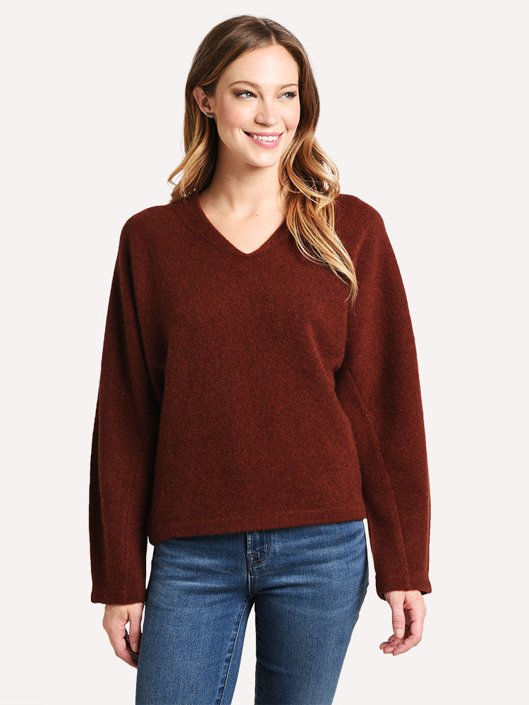 Vince Women's Boiled Cashmere V-Neck Dolman Pullover Sweater - Saint Bernard