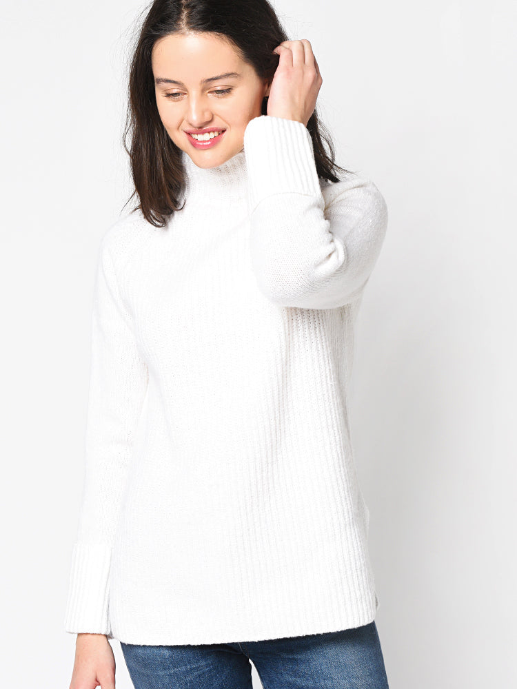 Vince Women’s Mixed Stitch Funnel Neck Pullover Sweater - Saint Bernard