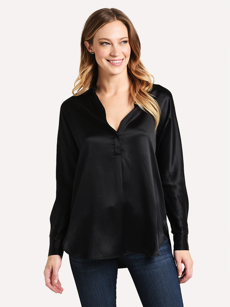 Vince Women's Satin Band Collar Blouse - Saint Bernard