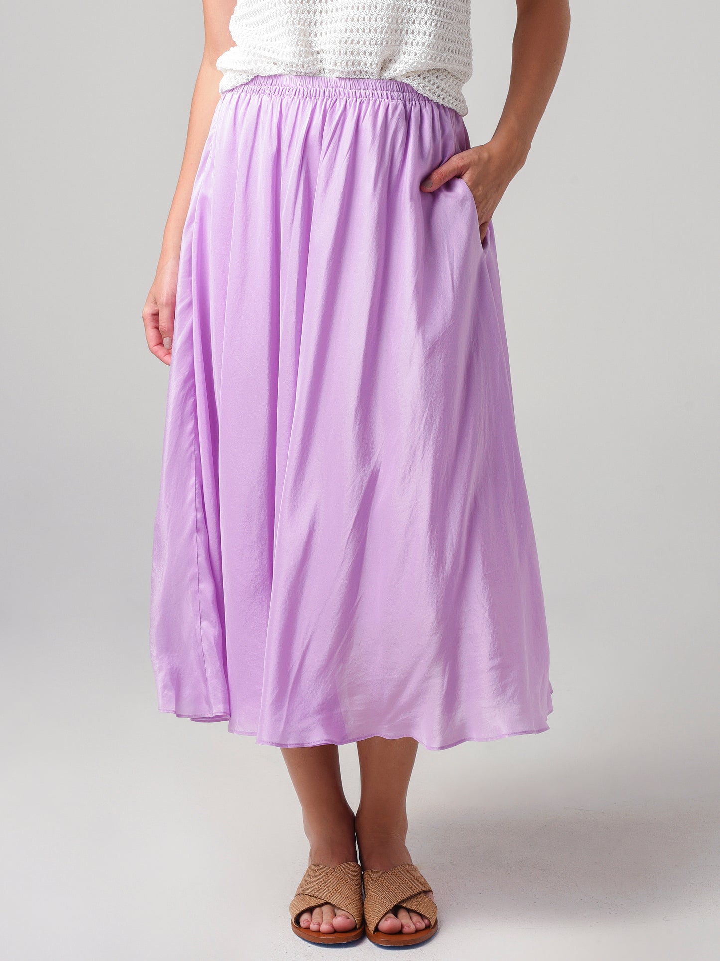 Midi Skirts Vince Satin Skirt Pink Vince Women's Gathered Silk