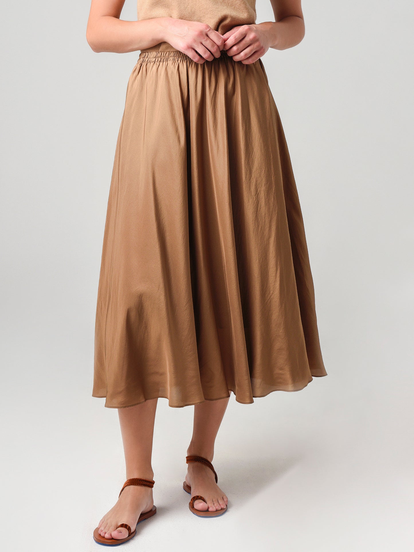 Vince Women's Gathered Silk Habotai Pull-On Skirt - Saint Bernard