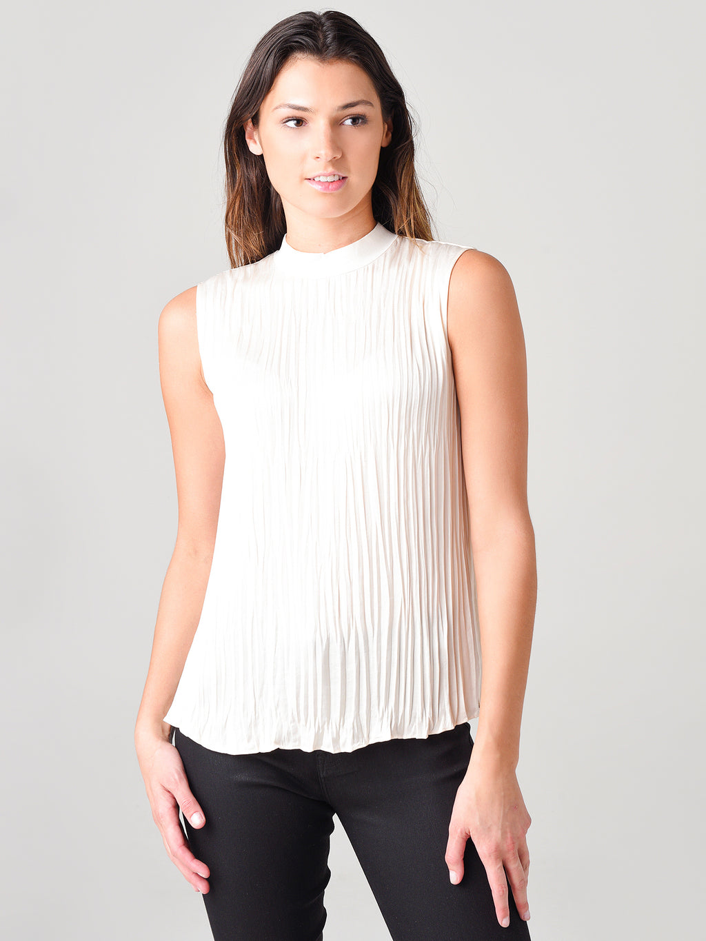 Vince Women's Rib Mock Neck Shell Blouse - Saint Bernard